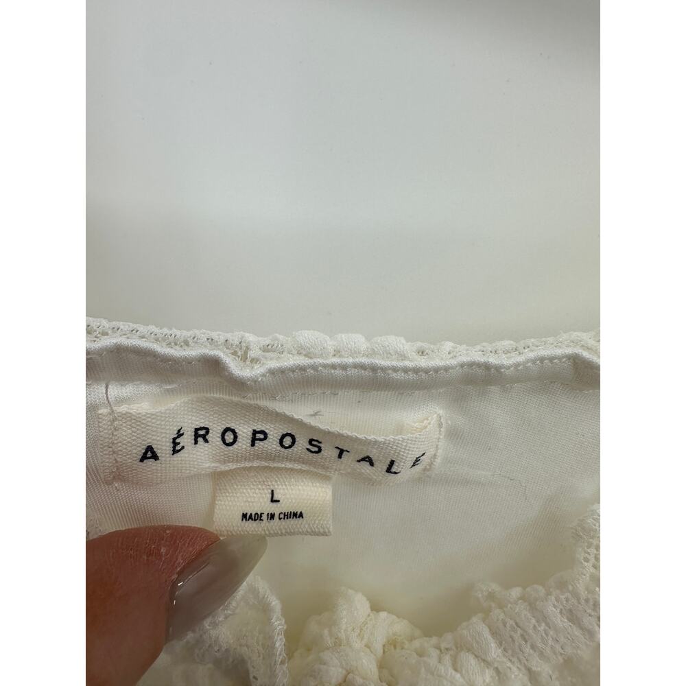 Aeropostale Cream Lace Mini Babydoll Dress Size L Witchy Fairy Coquette Dainty - Picture 6 of 7